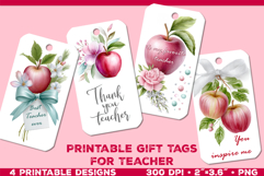 Printable Gift Tags for Teacher. EleganteTeacher Gift Tags Product Image 1