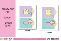 Preview of printable mermaid banner pages in both A4 and Letter size, ready to print and cut