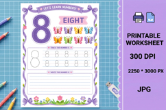Eight 8 trace write printable number tracing worksheet Product Image 1