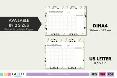 Undated panda planner for kids with reusable monthly layout and soft green details