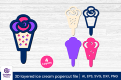 printable-paper cutting-cut file svg-3d layered-layered papercut-summer svg-ice cream