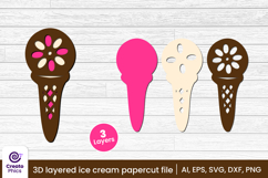 printable-paper cutting-cut file svg-3d layered-layered papercut-summer svg-ice cream
