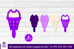 printable-paper cutting-cut file svg-3d layered-layered papercut-summer svg-ice cream