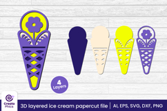 printable-paper cutting-cut file svg-3d layered-layered papercut-summer svg-ice cream