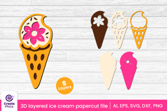 printable-paper cutting-cut file svg-3d layered-layered papercut-summer svg-ice cream