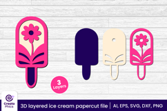 printable-paper cutting-cut file svg-3d layered-layered papercut-summer svg-ice cream