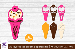 printable-paper cutting-cut file svg-3d layered-layered papercut-summer svg-ice cream