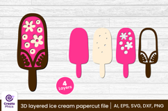 printable-paper cutting-cut file svg-3d layered-layered papercut-summer svg-ice cream