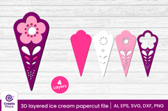 printable-paper cutting-cut file svg-3d layered-layered papercut-summer svg-ice cream