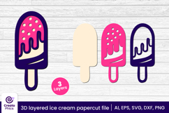 printable-paper cutting-cut file svg-3d layered-layered papercut-summer svg-ice cream