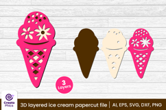 printable-paper cutting-cut file svg-3d layered-layered papercut-summer svg-ice cream