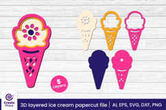 printable-paper cutting-cut file svg-3d layered-layered papercut-summer svg-ice cream