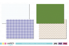 A4 scrapbook background paper with dots and checker designs.