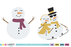 Printable snowman PNG and SVG clipart bundle designed for sticker makers and winter craft projects