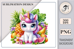 Printable kawaii unicorn design for T-shirts, invitations, scrapbooks, and sublimation projects.