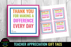 Thank You for Making A Difference Every Day I Teacher Appreciation Gift Tags