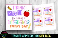 Thank You for Making A Difference Every Day I Teacher Appreciation Gift Tags