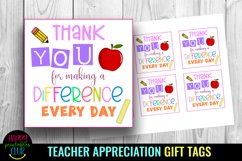 Thank You for Making A Difference Every Day I Teacher Appreciation Gift Tags