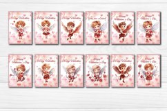 Valentine&#039;s card Bundle with Watercolor Angels PNG. The printable postcard bundle contains 42 different cards use this postcard to create a greeting card for your loved one!