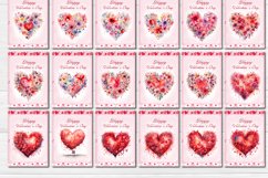 Valentine&#039;s Card Bundle Printable Valentine card with Watercolor Flower hearts PNG printable postcard bundle contains 36 different cards 