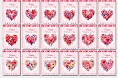Valentine&#039;s Card Bundle Printable Valentine card with Watercolor Flower hearts PNG printable postcard bundle contains 36 different cards 