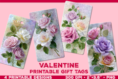 Printable Gift Tags with Roses in Blended Pastel Colors Product Image 1