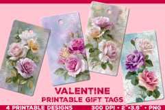 Printable Gift Tags with Roses in Blended Pastel Colors Product Image 1