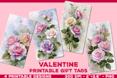 Printable Gift Tags with Pastel Roses. Valentine gift tags Product Image 1
