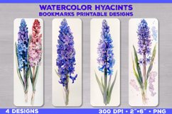 Watercolor Hyacinths Bookmarks Printable Design Product Image 1