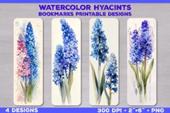 Watercolor Hyacinths Bookmarks Printable Design Product Image 1