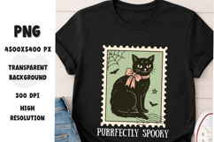 Purrfectly Spooky Black Cat Vintage Halloween Stamp Product Image 1