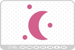 Crescent Moon With Stars SVG PNG DXF Product Image 1