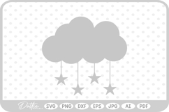 Cloud with Stars SVG PNG DXF Product Image 1