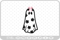 Halloween Bow Girlie Flower Ghost Spooky Fall SVG PNG DXF Product Image 1