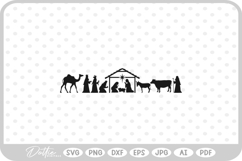 Nativity Scene Outline Silhouette Shape Christmas SVG PNG DX Product Image 1