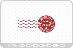 North Pole Christmas Stamp Sticker Postal Package SVG PNG Product Image 1