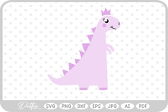 Cute Girly Dinosaur Pretty SVG PNG DXF Product Image 1