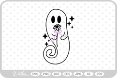 Ghost With Flowers Halloween Spooky SVG PNG DXF Product Image 1