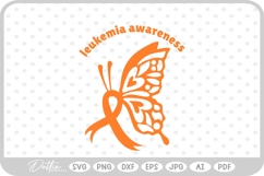 Leukaemia Cancer Awareness Ribbon Survivor Butterfly SVG PNG Product Image 1