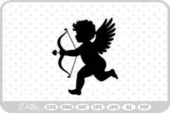 Cupid With Bow And Arrow Hearts Valentine&#039;s Day SVG PNG DXF Product Image 1