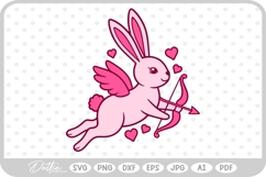 Cupid Bunny Pink Valentine&#039;s Day Bow and Arrow SVG PNG DXF Product Image 1