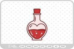 Love Potion Heart Shaped Bottle Valentine's Day SVG PNG DXF Product Image 1