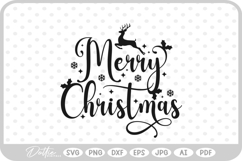Merry Happy Christmas Script Text Snowflake SVG PNG DXF Product Image 1