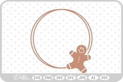 Gingerbread Circle Wreath Border Frame Christmas SVG PNG DXF Product Image 1