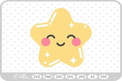 Cute Face Star Shooting Shape Sky Night Space SVG PNG DXF Product Image 1
