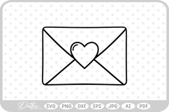 Love Letter Heart Envelope Heart Stamp Doodle SVG PNG DXF Product Image 1