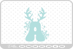 A Festive Christmas Alphabet Letter Antler Santa SVG PNG DX Product Image 1