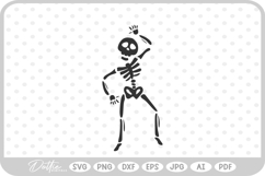 Cute Dancing Skeleton Sketch Drawing Halloween SVG PNG DXF Product Image 1
