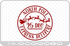 North Pole Christmas Stamp Sticker Postal Package SVG PNG Product Image 1