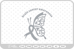 Brain Cancer Awareness Ribbon Survivor Butterfly SVG PNG DXF Product Image 1